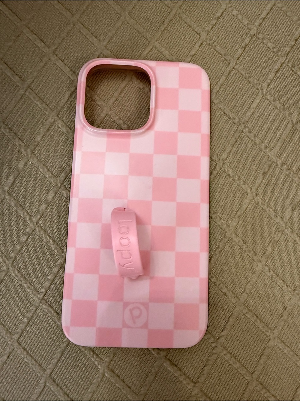Loopy iPhone 16 pro max blush checkered case